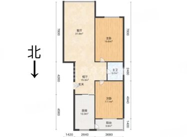光明花园 2室1厅1卫 102.07平米