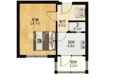 西湖小区 1室1厅1卫 42.75平米