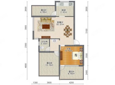 中铁人杰水岸一期 1室0厅1卫 简装