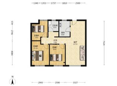 吾悦学府 3室2厅1卫 清水 